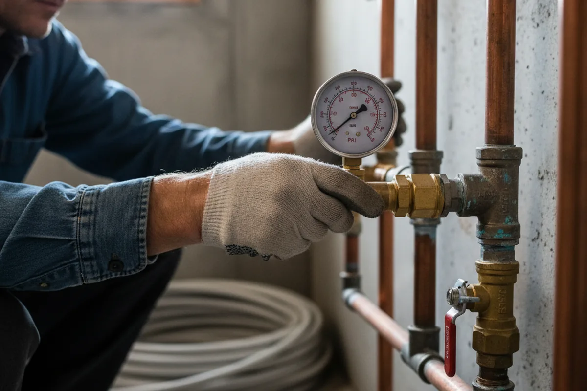 Pressure testing a repaired line during Water Line Repair in Minerva
